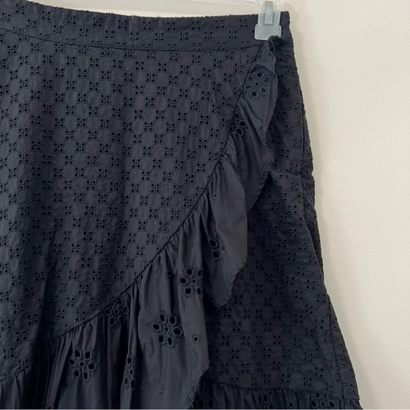 LOFT Embroidered Eyelet Black Ruffle Skirt - Picture 4 of 6